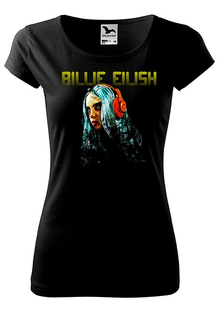 Tricou cu maneca scurta,K-off,negru,Billie Eilish neon